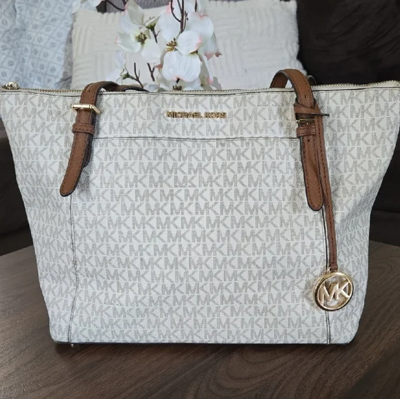 Michael Kors Cream and Tan Tote Bag - Picture 1 of 6